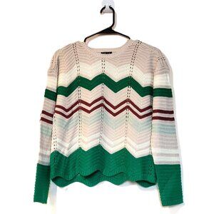 *NEW* UK2LA Women's Zig Zag Cropped Crochet Knit Sweater Size Small